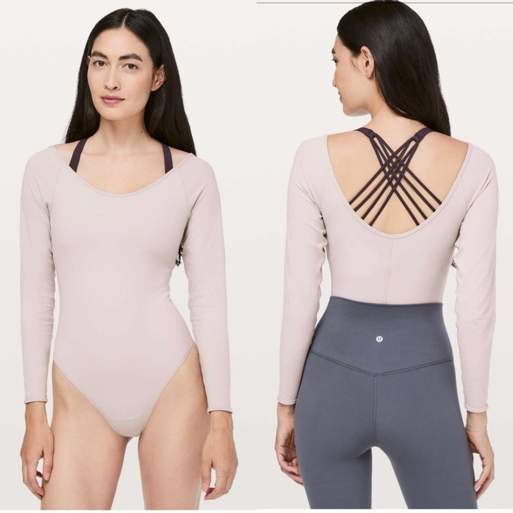 Lululemon Full Freedom Bodysuit Smoky Blush 2 Long Sleeve Thong Onsie Leotard